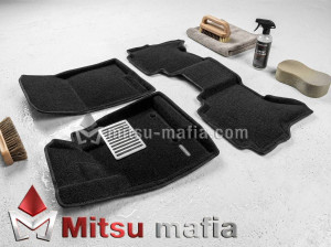 3D коврики в салон Mitsubishi Pajero 4 Lux черные Euromat 3D EM3D-003610