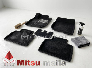 Текстильные 3D коврики Pajero Sport 3 Lux черные Euromat 3D EM3D-003614